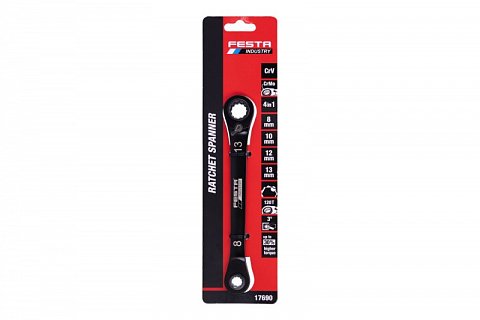 Ráčnový klíč CrV 8/10/12/13, 72T, FESTA Industry