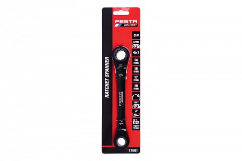Ráčnový klíč CrV 14/15/17/19, 72T, FESTA Industry