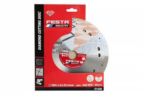 Kotouč diamantový FESTA INDUSTRY řezný plný 200x1.4x25.4mm