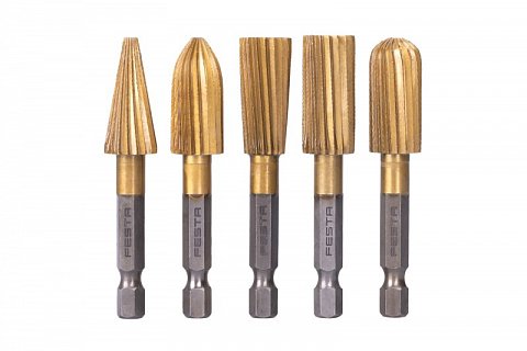 Sada rotační rašple FESTA 5ks TiN šestihranná stopka 1/4