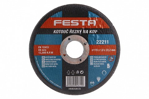 Kotouč řezný FESTA na kov 115x1x22.2mm