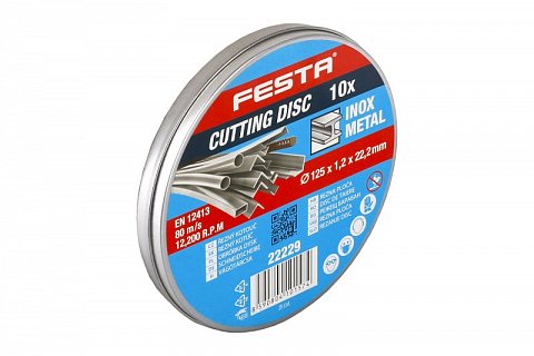 Kotouč řezný FESTA na kov 125x1.2x22.2mm plechový box 10ks