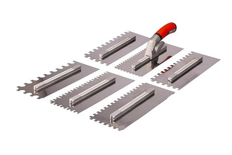 Sada zubových hladítek 280x115mm s ručkou - zuby E 6, 8, 10, 12 + D14 a 