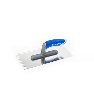 Hladítko nerezové hladké 130x270mm, s půlkulatými zuby (20x15mm),rukojet' 3k typ soft G-24 0267