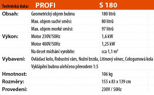 Míchačka LESCHA S 180 180l 230V WS BR !OBJ!