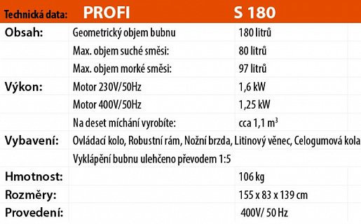 Míchačka LESCHA S 180 180l 400V DS BR !OBJ!