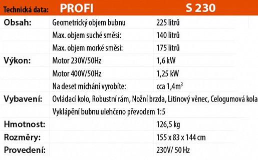 Míchačka LESCHA S 230 230l 230V WS BR !OBJ!