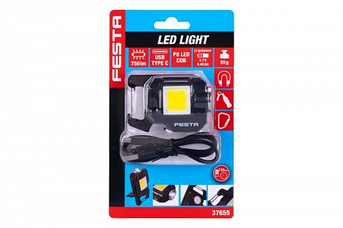 LED COB MINI nabíjecí svítilna FESTA 750lm IP44 s magnetem a karabinou