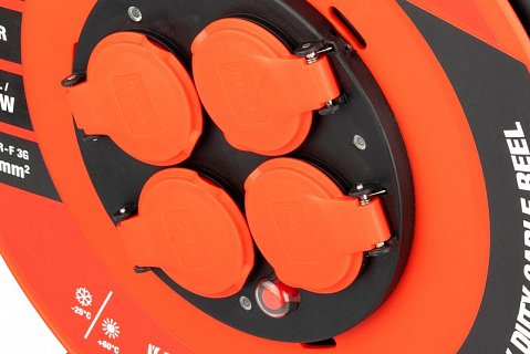 Kabel prodlužovací na bubnu venkovní FESTA INDUSTRY 3x1.5mm 50m 230V max 3680W 4 zásuvky guma IP44