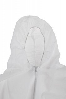 Bílý polypropyl.overal XXL s kapucí
