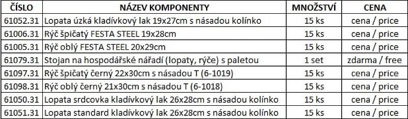 Stojan na hospodářské nářadí (lopaty, rýče) osazený