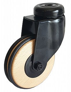 Designové kolečko WOOD otočné průměr 75mm - na šroub