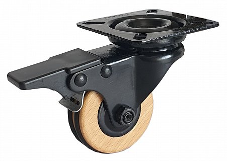 Designové kolečko WOOD otočné průměr 75mm s brzdou
