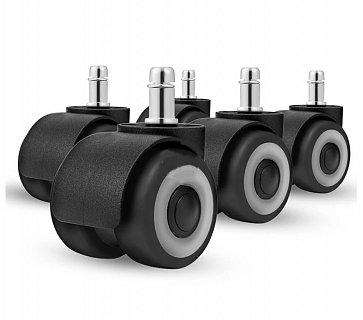 SET 5ks - Kolečka pro židle gumové SOFT průměr 50mm - čep 11mm