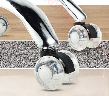 SET 5ks - Kolečka pro židle PRŮHLEDNÉ průměr 50mm - čep 11mm