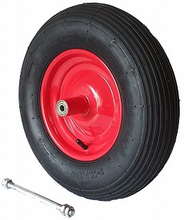 Náhradní pro zahradní kolečko s kuličkovým ložiskem s oskou - 400mmx100/150-12 červené