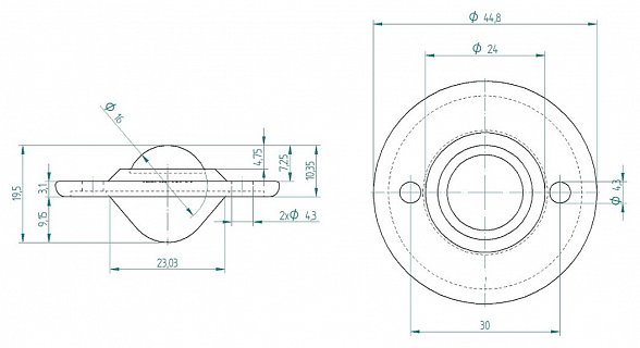 Kuličková jednotka přírubová NYLON 16mm