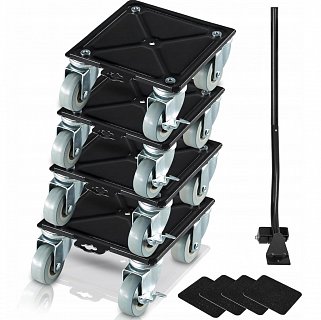 Stěhovací plošiny na nábytek otočné SET (5ks) - 300kg černé