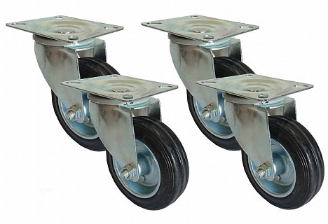 Gumová kolečka černá - průměr 125mm - 4ks otočné