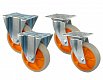 Gumová kolečka oranžová - průměr 125mm - 2ks pevné 2ks otočné