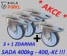 AKCE - sada gumových koleček s kuličkovým ložiskem - průměr 100mm - 4ks otočné s brzdou